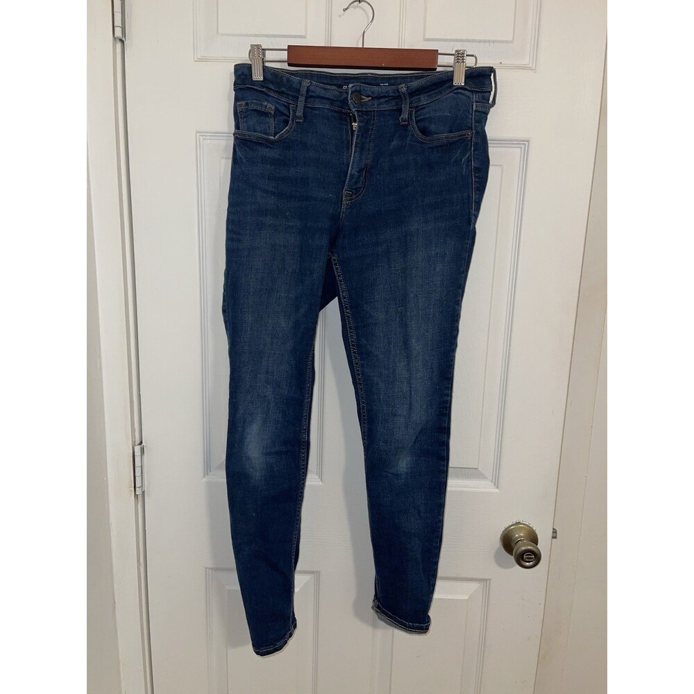 Womens Old Navy Mid-Rise Rockstar Super Skinny Jeans Medium Wash Size 10